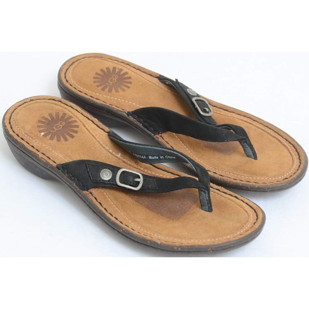UGG Australia Kamiko Womens 5M Big Kids 3.5 Leather Thong Wedge Sandals Summer